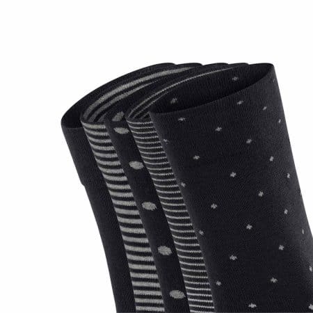 ESPRIT Dots & Stripes Black, 5-pack svarta damstrumpor, detalj av muddarna