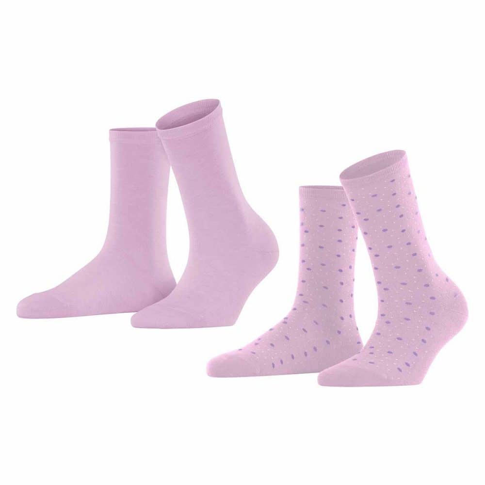 ESPRIT Playful Dot Lupine, dubbelpack rosa damstrumpor i ekologisk bomull