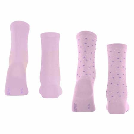 ESPRIT Playful Dot Lupine, dubbelpack rosa damstrumpor, enfärgad och med prickig mönster, bild bakifrån