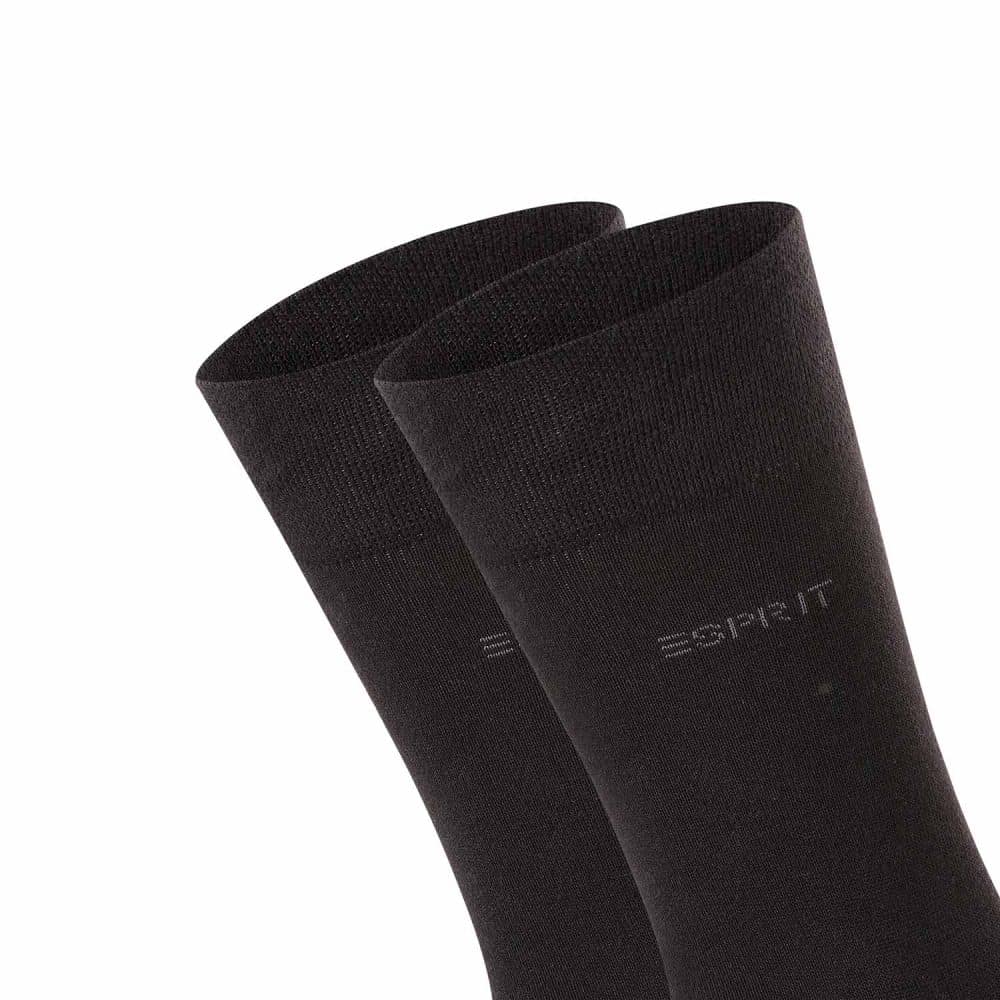 ESPRIT Basic Easy Black, enfärgade svarta herrstrumpor, detaljbild av mudden med diskret ESPRIT logga