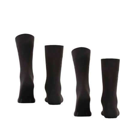 ESPRIT Basic Easy Black, 2-pack enfärgade svarta herrstrumpor, bild bakifrån