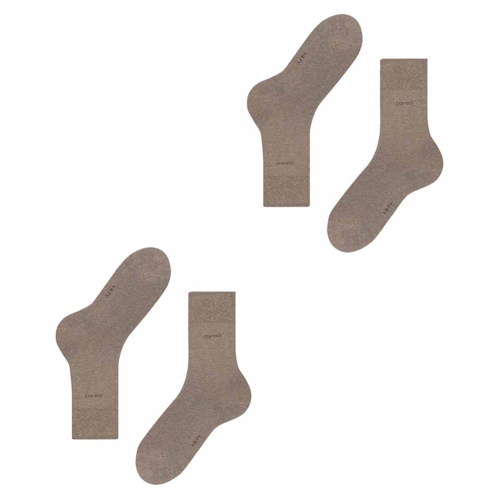 ESPRIT Basic Easy Nutmeg, 2-pack enfärgade ljusbruna herrstrumpor, bild uppifrån