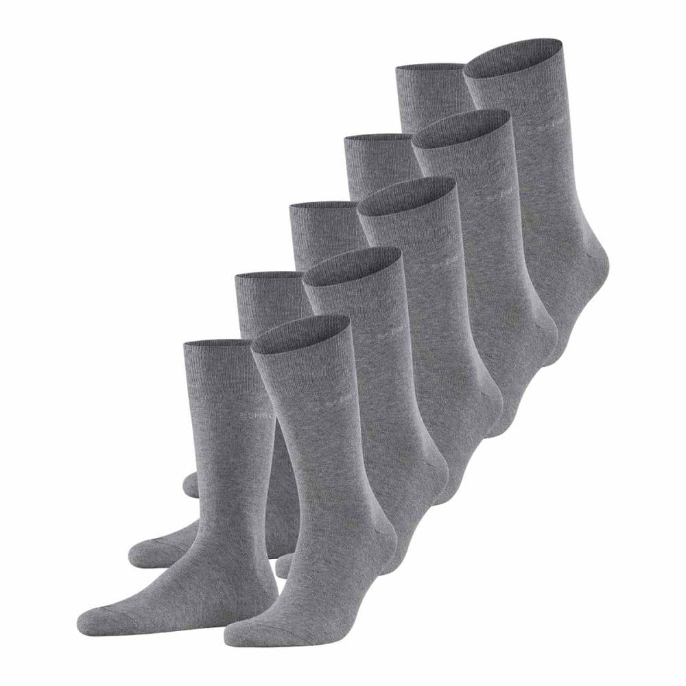 ESPRIT Uni Grey, 5-pack ljusgråa herrstrumpor i ekologisk bomull