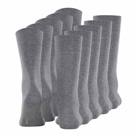 ESPRIT Uni Grey, 5-pack ljusgråa herrstrumpor, bild bakifrån