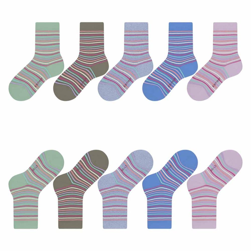 ESPRIT Multi Stripe, randiga barnstrumpor i 5-pack, bild uppifrån