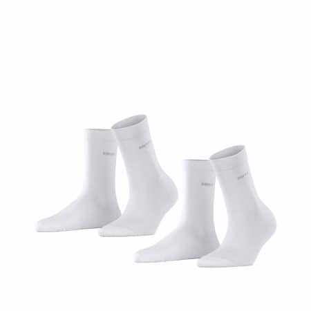 ESPRIT Basic Easy White, 2-pack enfärgad vita damstrumpor i ekologisk bomull för känsliga fötter