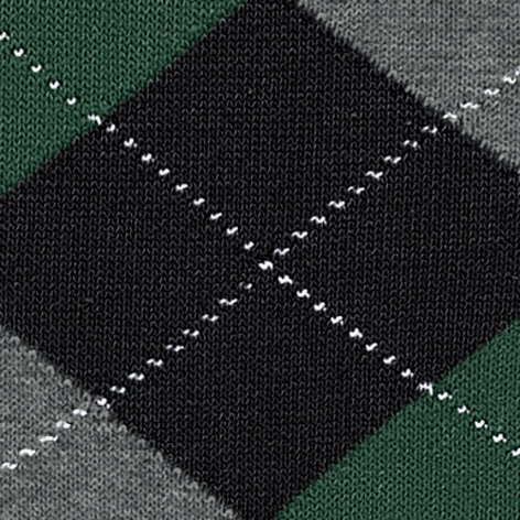 BURLINGTON King Black Knästrumpor, svart-grå-grön Argyle mönster