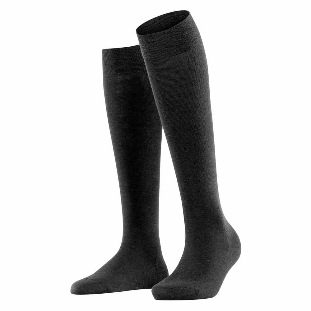 FALKE Softmerino Black knästrumpor, svarta damstrumpor med merinoull