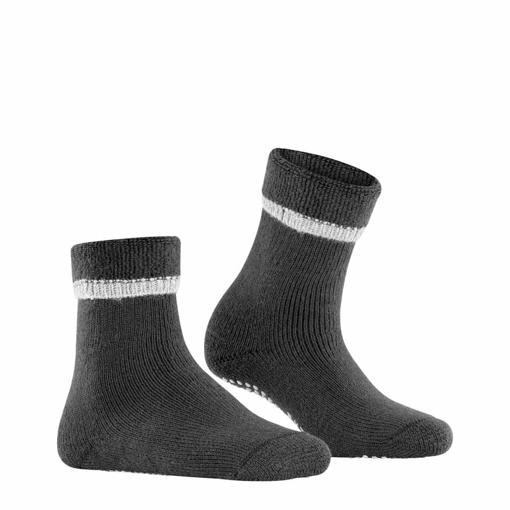 FALKE Cuddle Pads Black, svarta sockor med halkskydd under foten, bild från sidan