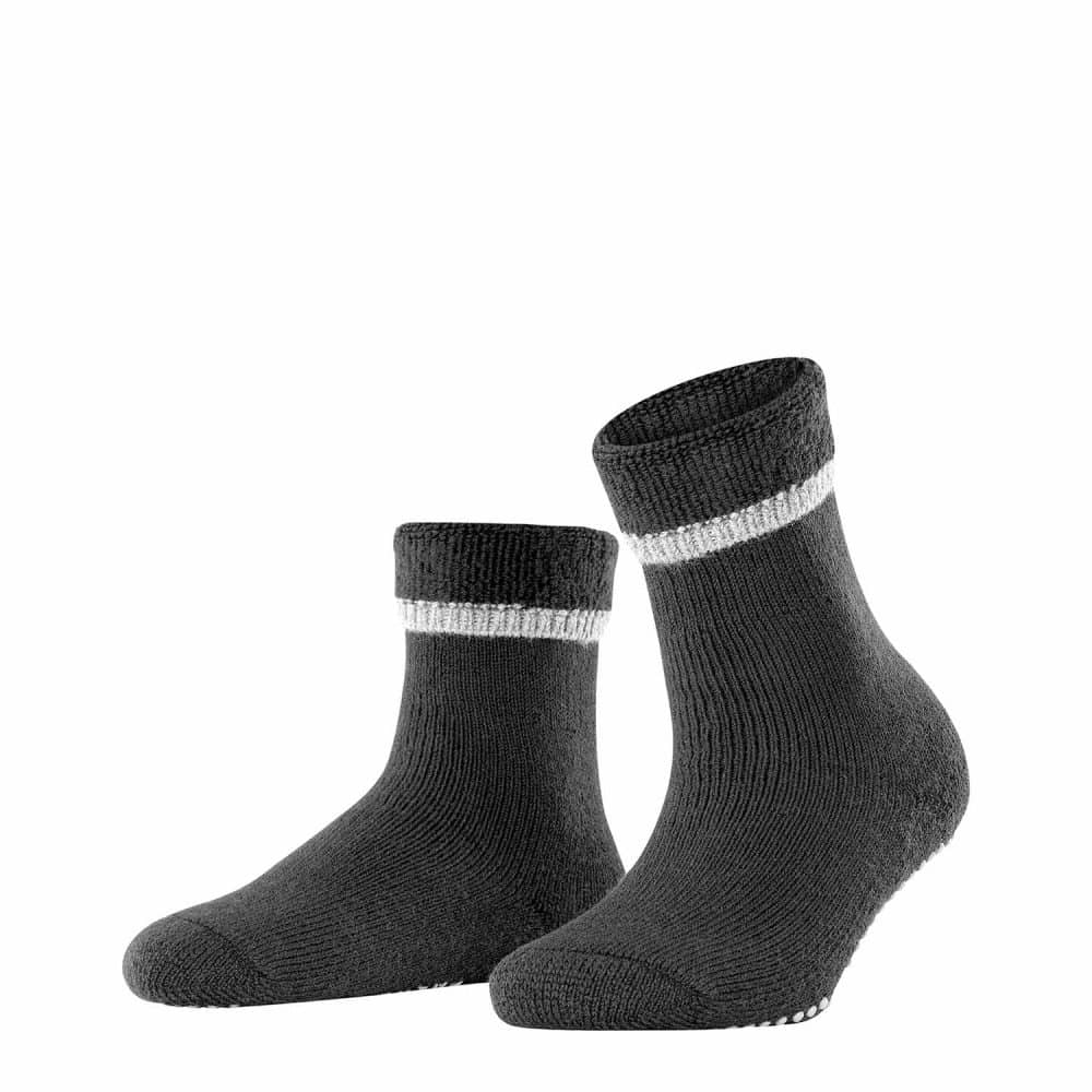 FALKE Cuddle Pads Black, svarta sockor med halkskydd under foten