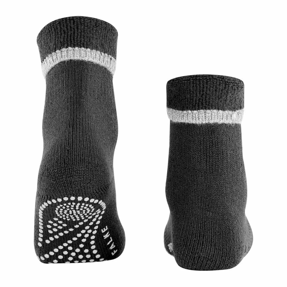 FALKE Cuddle Pads Black, svarta sockor med halkskydd under foten, bild bakifrån