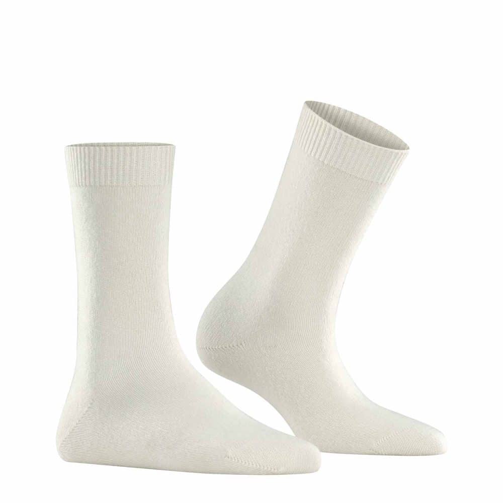 FALKE Cosy Wool Off-White, naturvita varma damstrumpor, bild från sidan