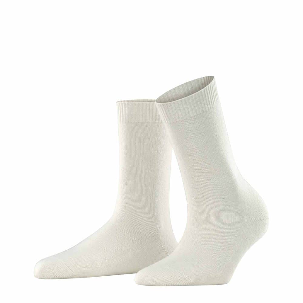 FALKE Cosy Wool Off-White, naturvita damstrumpor med lyxig cashmere-merinoull-blandning