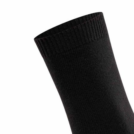 FALKE Cosy Wool Black, varma damstrumpor, svart, detalj av mudden