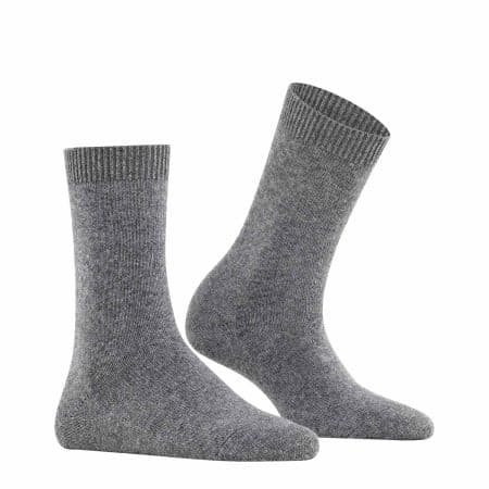 FALKE Cosy Wool Grey, gråa damstrumpor, bild från sidan