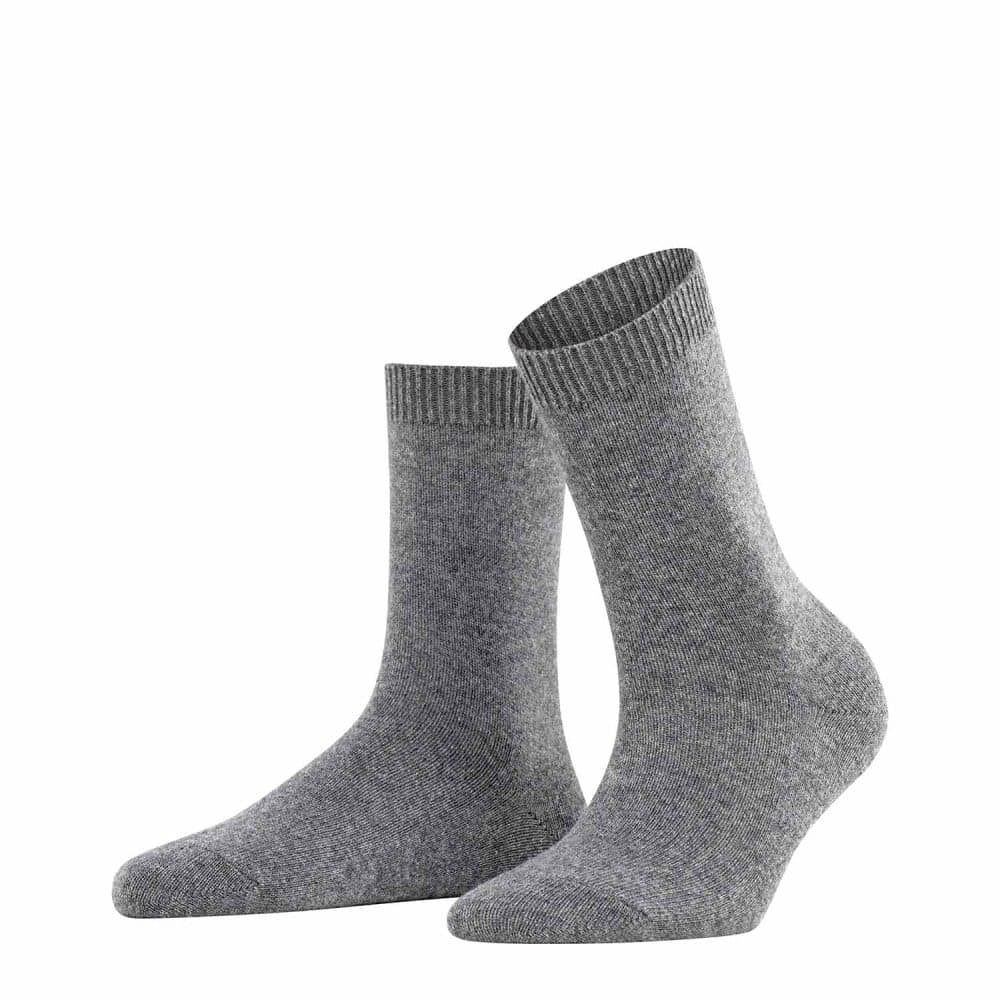 FALKE Cosy Wool Grey, grå melerade damstrumpor med lyxig cashmere-merinoull-blandning