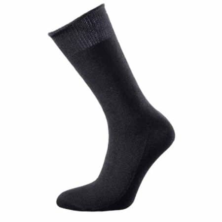 BOLA Seamless Merino svart, svarta strumpor i merinoull för känsliga fötter, utan sömmar och med mycket lös resår