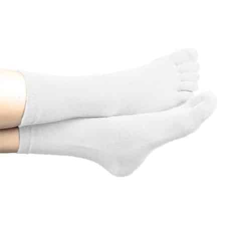 BOLA TenToes bomull vit, vita tåstrumpor för känsliga fötter, utan sömmar och med mycket lös resår