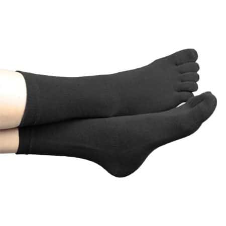 BOLA TenToes bomull svart, svarta tåstrumpor för känsliga fötter, utan sömmar och med mycket lös resår