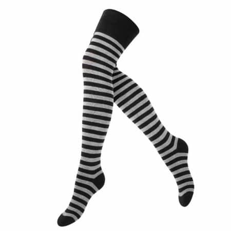 YENITA overknee strumpor grey stripes, lårstrumpor med grå-svarta ränder