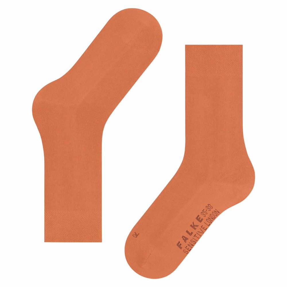 FALKE Sensitive London Tandoori, orangefärgade damstrumpor för känsliga fötter / diabetiker