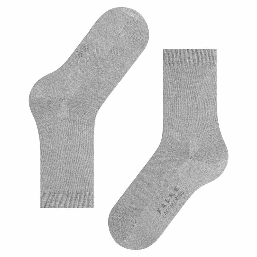 FALKE Softmerino Light Grey, ljusgråa damstrumpor med merinoull