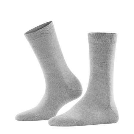 FALKE Softmerino Light Grey, ljusgråa damstrumpor med merinoull