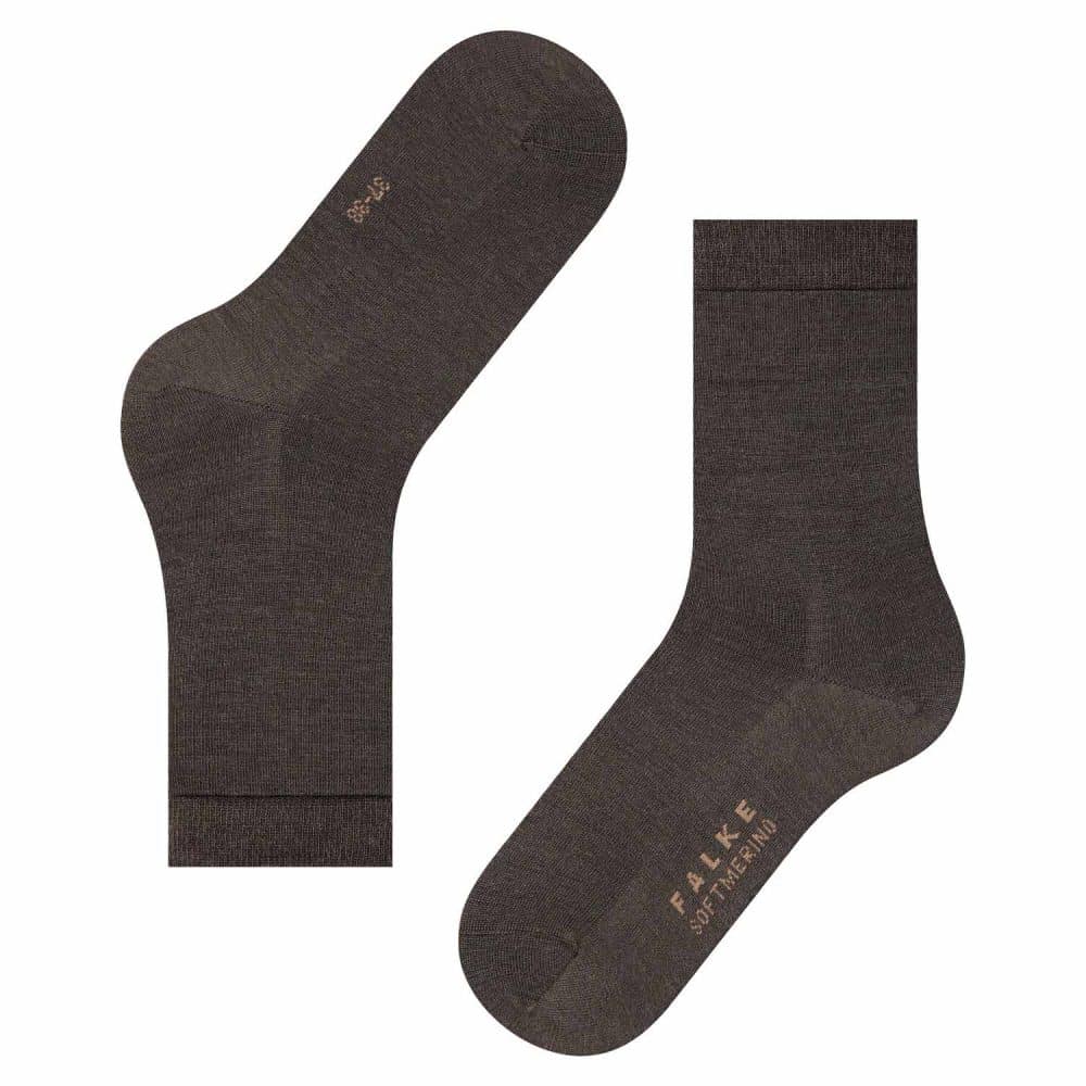 FALKE Softmerino Dark Brown, mörkbruna damstrumpor med merinoull