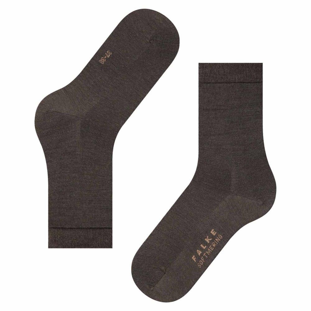 FALKE Softmerino Dark Brown, mörkbruna damstrumpor med merinoull