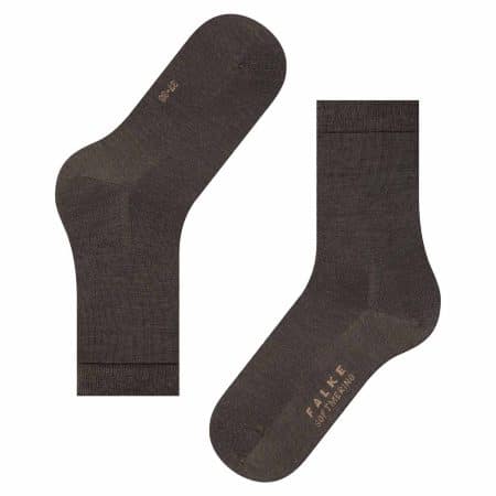 FALKE Softmerino Dark Brown, mörkbruna damstrumpor med merinoull