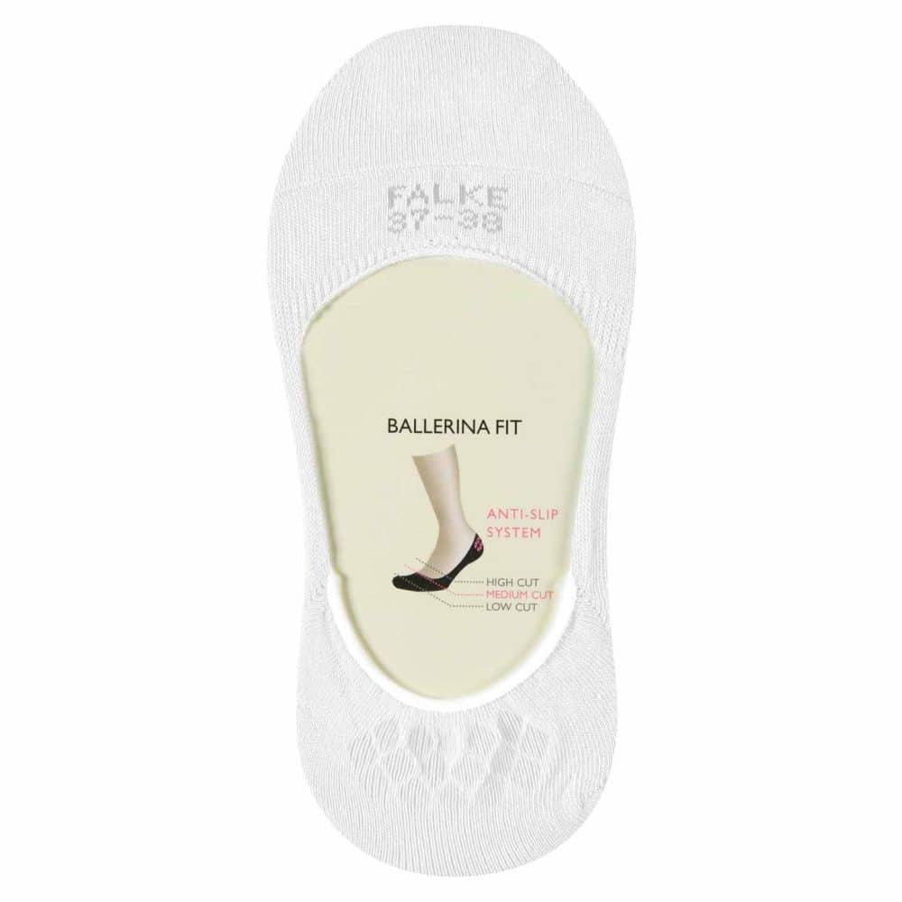 Falke Invisible Steps White, vita osynliga strumpor för ballerinaskor, loafers och espadriller