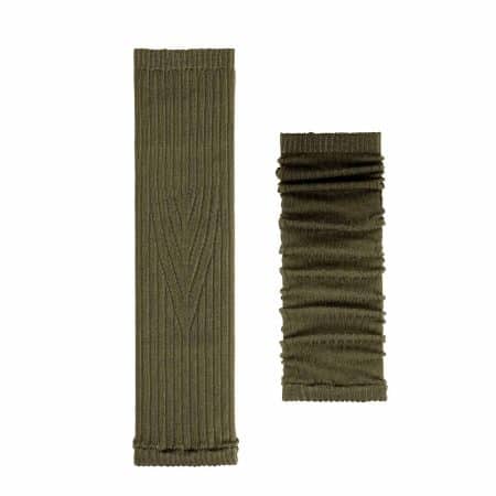 FALKE Cross Knit olive, ribbstickad benvärmare och armvärmare med modern tvist