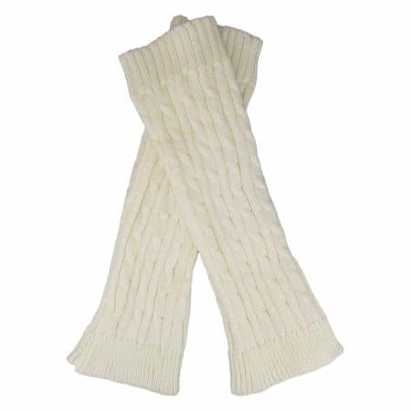 BOOM legwarmers Cozy Cream. naturvita benvärmare med flätat mönster