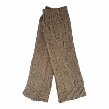 BOOM legwarmers Cozy Taupe. ljusbruna benvärmare med flätat mönster