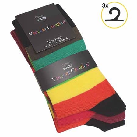 Vincent Creation strumpor Rainbow, 3 pack färgglada strumpor för damer och herrar