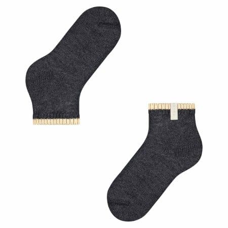 FALKE Cosy Plush Antracit, varma strumpor i färgen grå med alpackaull och låg skaft