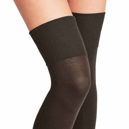 Falke Softmerino overknee strumpor dark brown, med breda muddar vid låret