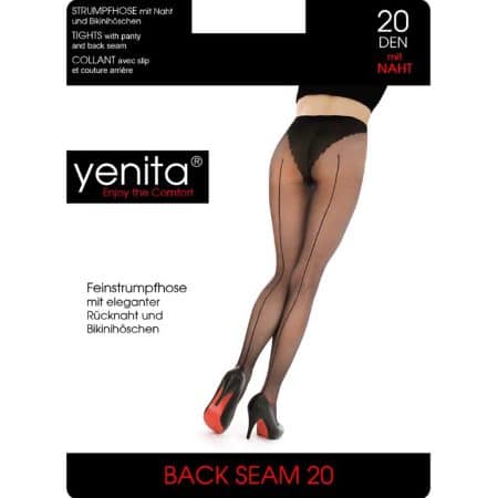Yenita strumpbyxor Back Seam svart 20 denier